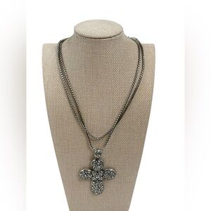 Brighton Vines Cruz Long Necklace silver tone cross